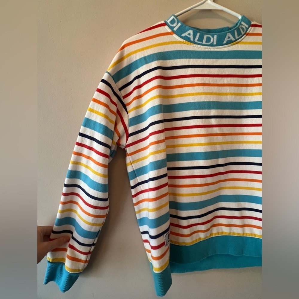FINAL PRICE Aldi Stores Striped Crewneck Sweatshirt - Picture 2 of 7